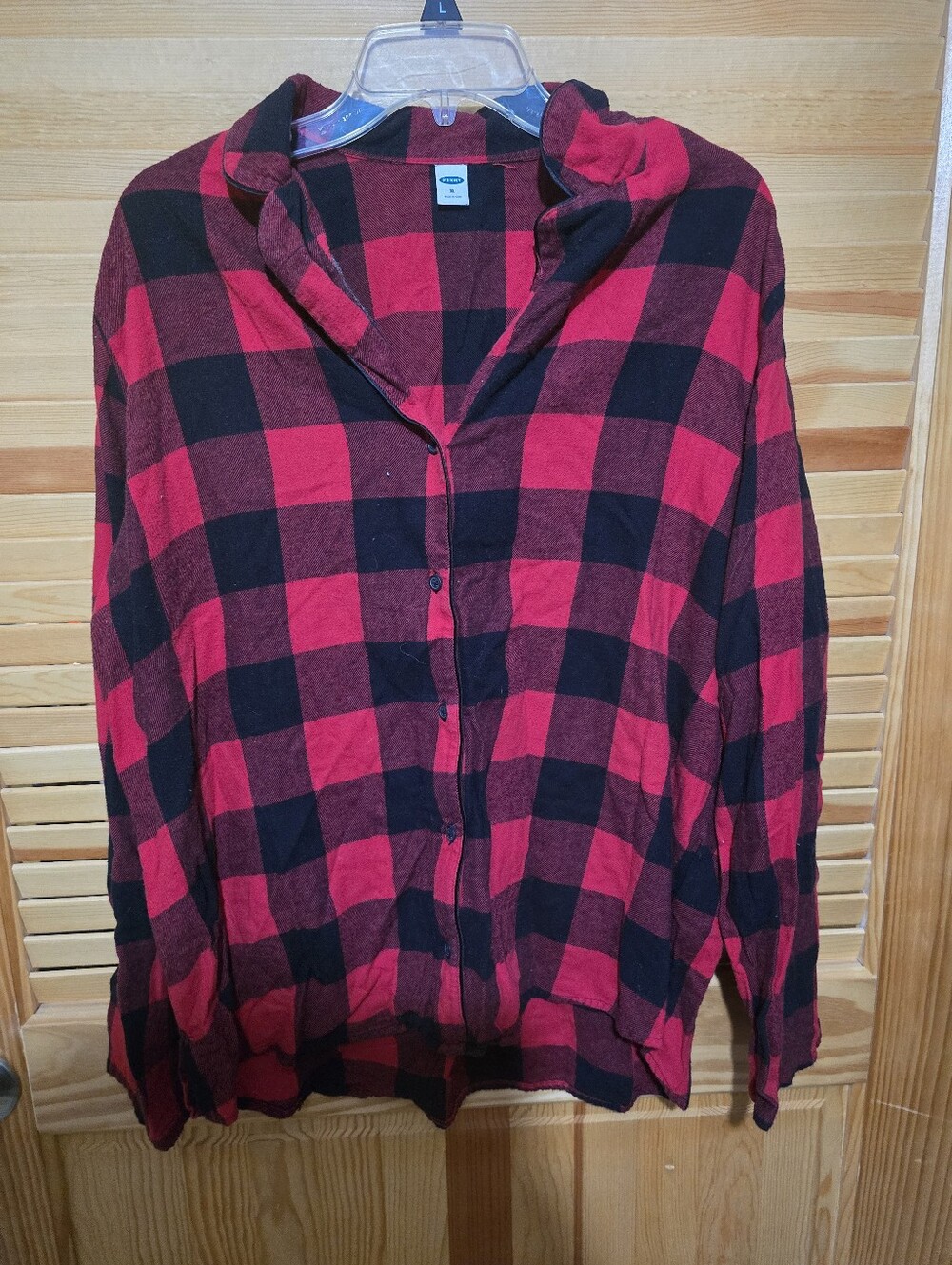 Old Navy Red & Black Flannel Button-down Shirt -  Womans XL
